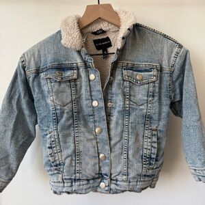Silver Jeans Light Wash Denim Sherpa-Trim Kids Jacket